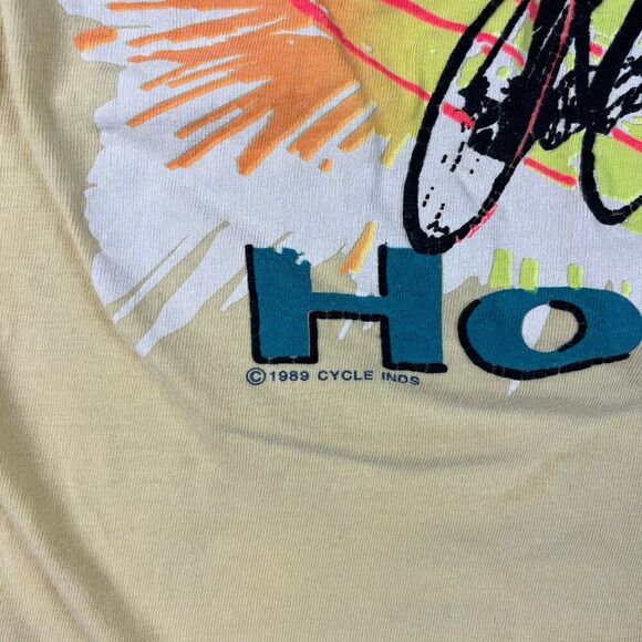 Vtg Hobie 1989 Single Stitch T-Shirt Cycling Surf Men's XL Made In USA Yellow - Picture 3 of 16